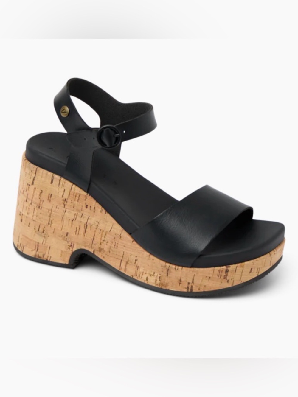 Reef Black Cork Platform Sandals - Picture 1 of 13